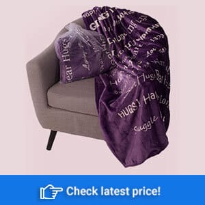BlankieGram “Hugs” Plush Throw Blanket- Inspired Gift Ideas for The Entire Family, Comfort Gifts, Purple