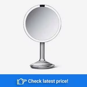 simplehuman 8" Round Sensor Makeup Mirror SE, 5X Magnification, Brushed Stainless Steel