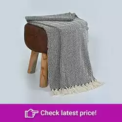 100% Cotton Blanket with Herringbone Design and Fringe