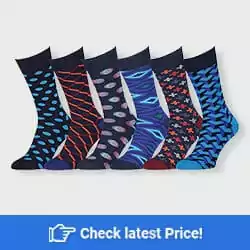 Easton Marlowe Mens Dress Socks - Fun Colorful Socks for Men - Cotton Patterned Fashion Mens Socks 6 Pack