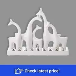 The Giraffe Family Menorah Ceramic Candle Holder White Chanukah Holiday Decor