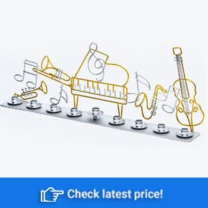 Judaica Musical Themed Chanukah Menorah – Fun Novelty Design with Clef Notes and Instruments