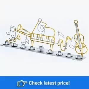 Judaica Musical Themed Chanukah Menorah – Fun Novelty Design with Clef Notes and Instruments
