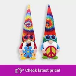 Plush Hippie Gnomes with Peace Sign Sunglasses 